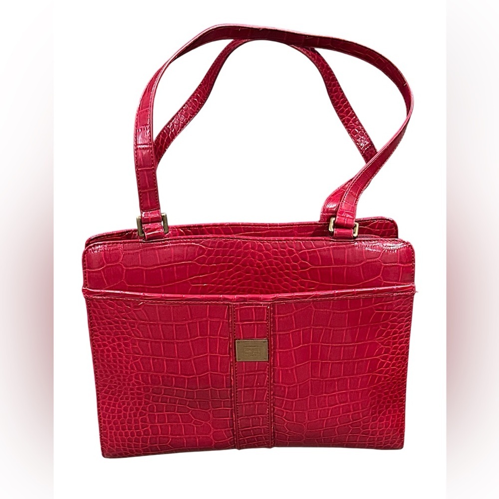 Liz Claiborne Elegant Red Crocodile-Embossed Women's Bag 11x13in